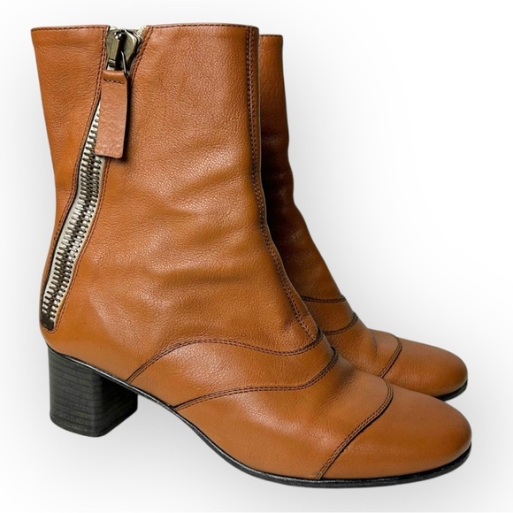 Chloé Lexie Seamed Leather Short Boot in Tan 36 - Picture 2 of 12